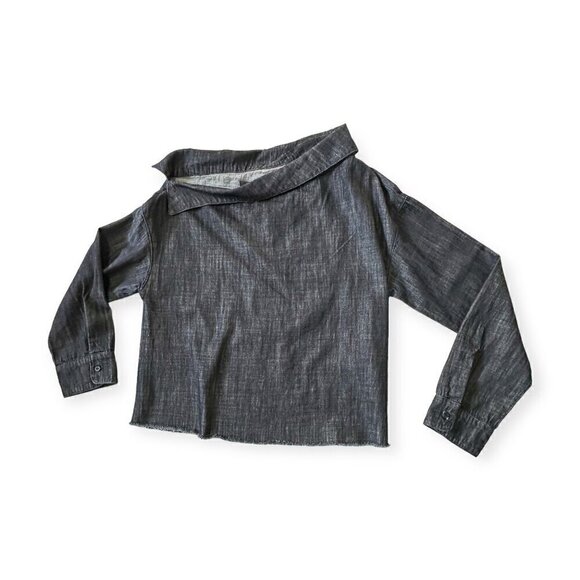 RTA Zaria One-shoulder Denim Blouse In Total Blue, Size XS, - Picture 8 of 16